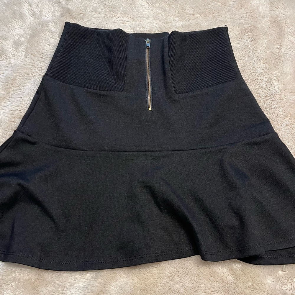Monteau Black Ribbed A-line/Skater Skirt